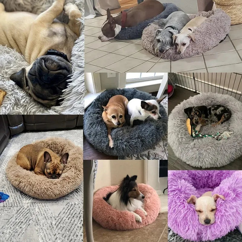 Round Plush Pet Bed – Soft Sleeping Cushion for Cats & Dogs
