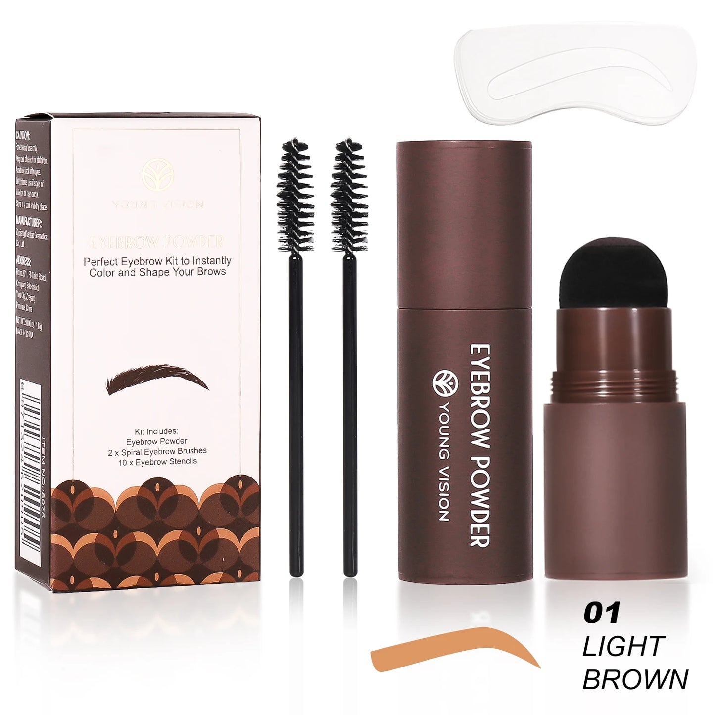 Eyebrow Stamp Stencil Kit – Waterproof Brow Makeup with 10 Stencils