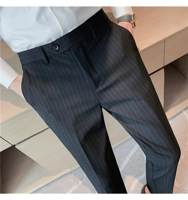 Cartmela Men’s Black Striped Suit Pants