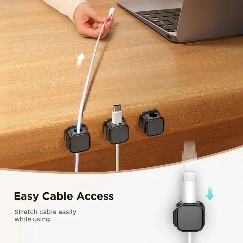 Magnetic Cable Clips – Adhesive Cord Organizer for Desk & Home