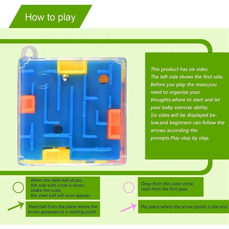 3D Maze Magic Cube Puzzle Toy with Rolling Ball for Kids & Adults
