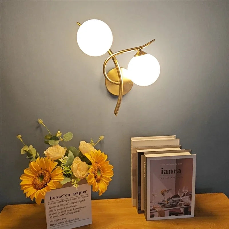 Nordic Modern Glass Ball Wall Lamp – LED Bed & Corridor Light