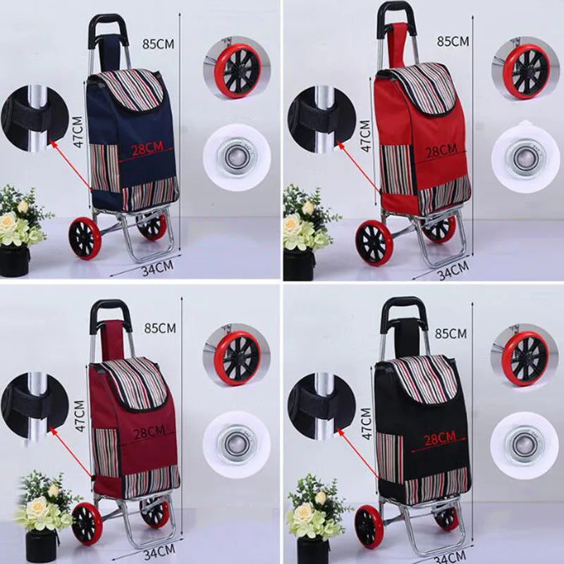 Folding Grocery Cart–Lightweight Aluminum Trolley with Climbing Wheels