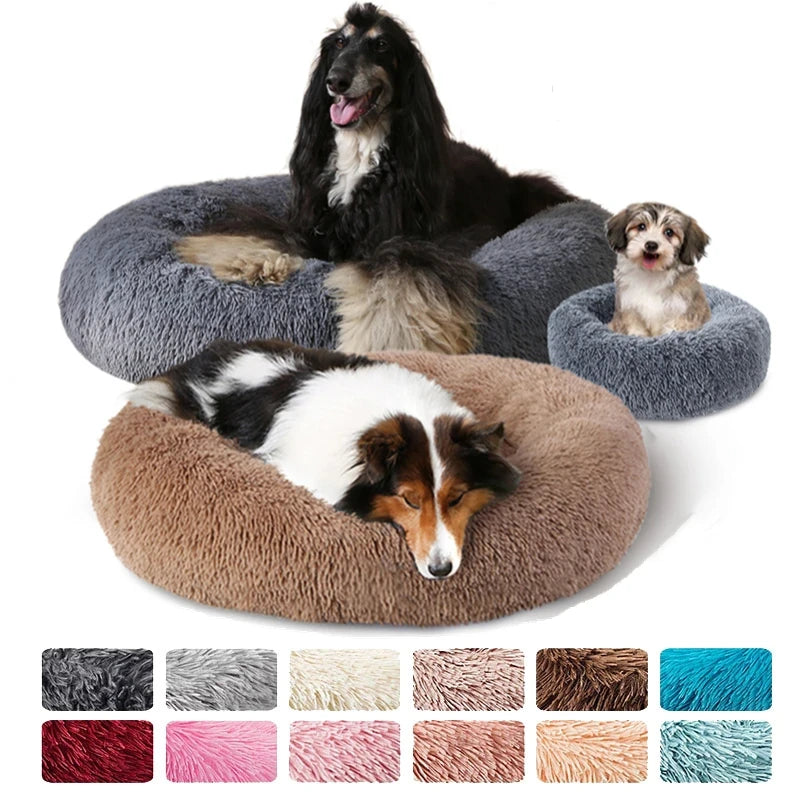 Round Plush Pet Bed – Soft Sleeping Cushion for Cats & Dogs