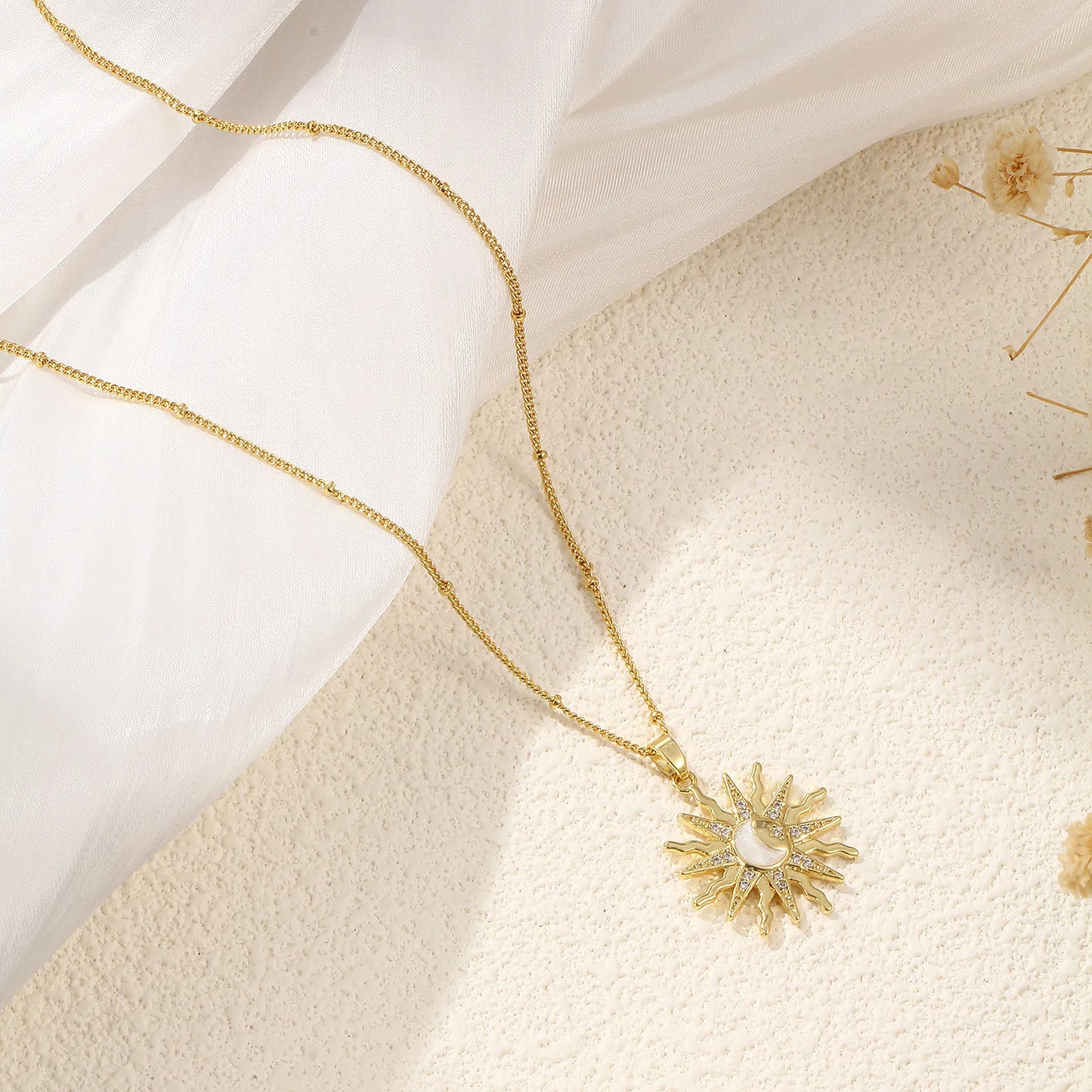 18K Gold Plated Galaxy Enamel Pendant Necklace – CZ Curb Chain