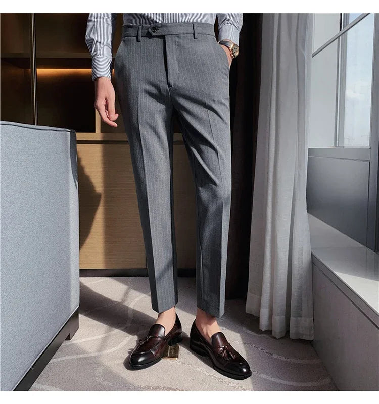 Cartmela Men’s Black Striped Suit Pants