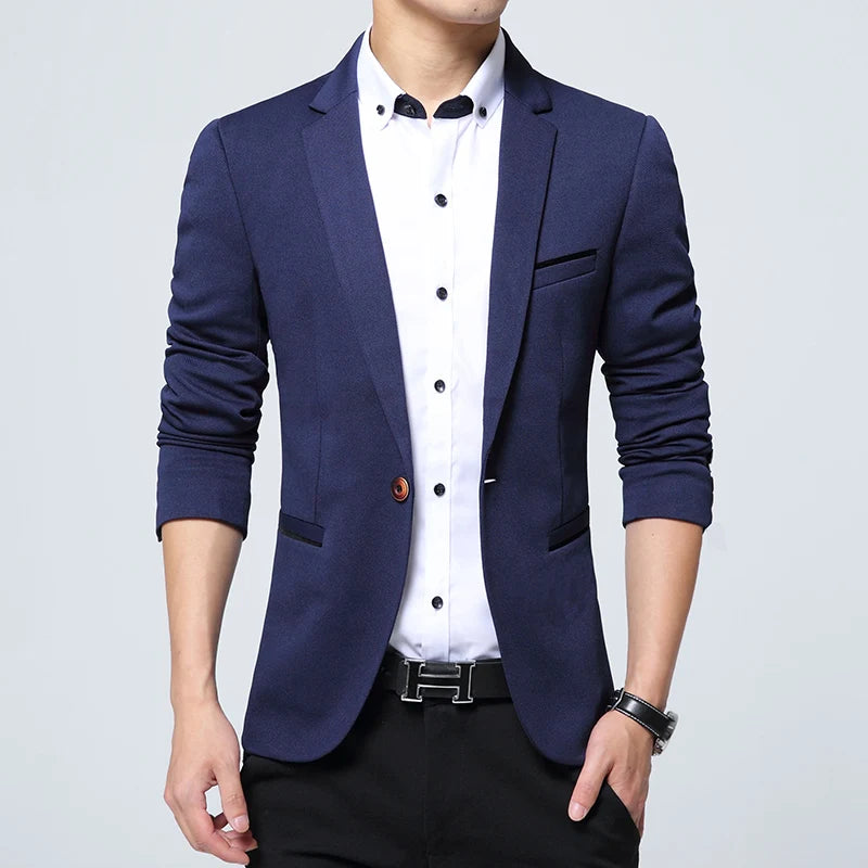 Men's Slim Fit Blazer – Smart Casual Suit Jacket for Spring & Autumn