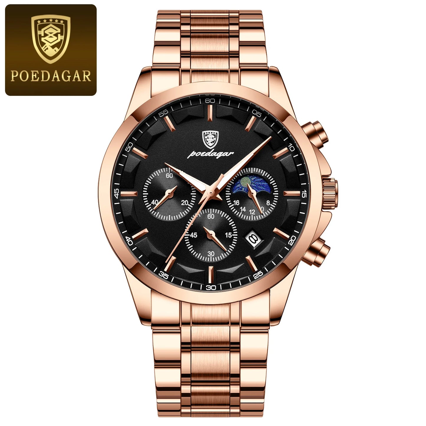 POEDAGAR Men's Luxury Quartz Chronograph Waterproof Watch
