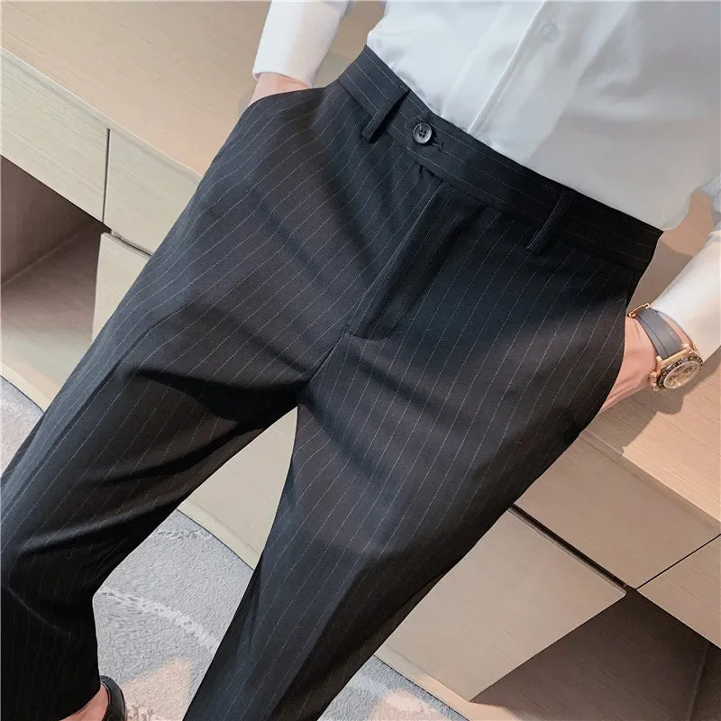 Cartmela Men’s Black Striped Suit Pants