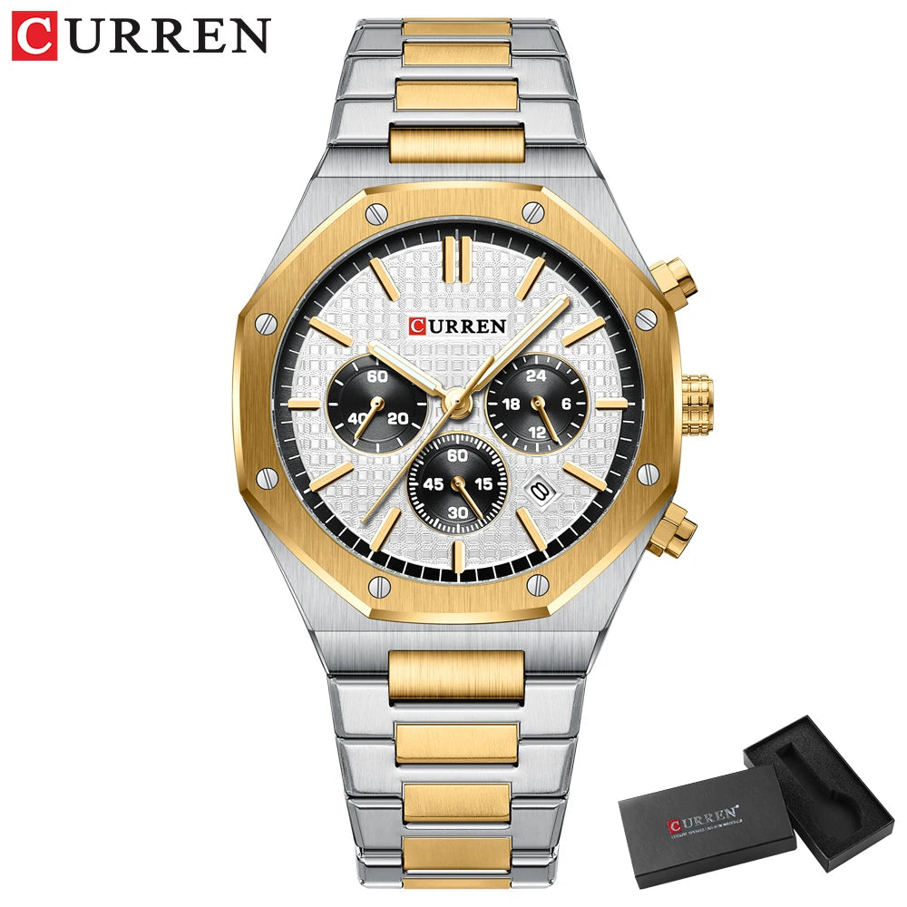 Casual Stainless Steel Quartz Watch – Waterproof Men’s Chronograph