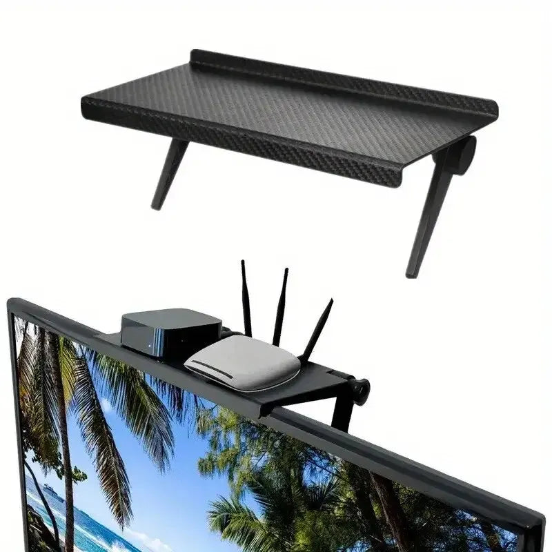 No-Drill Screen Storage Rack – Shelf for TV, Monitor, or Router