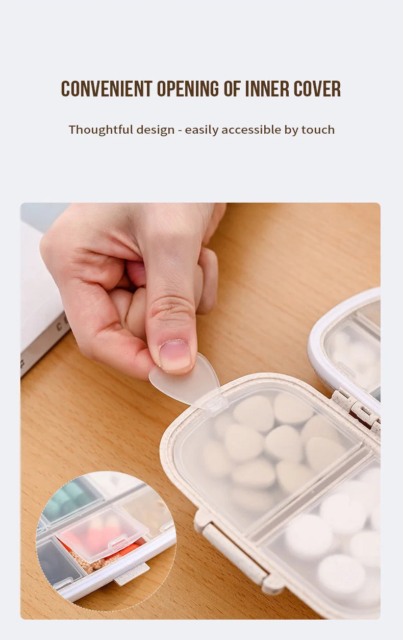 8-Grid Pill Organizer Box – Travel Medicine Storage with Seal Ring