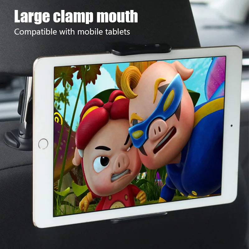 Adjustable Car Headrest Tablet & Phone Holder | 360° Rotation Mount
