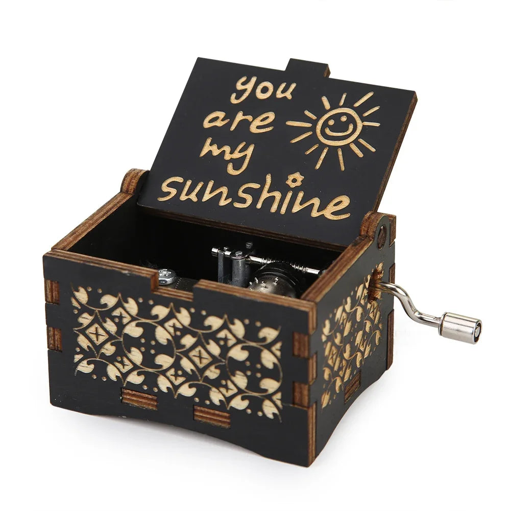 Wooden Hand Crank Music Box