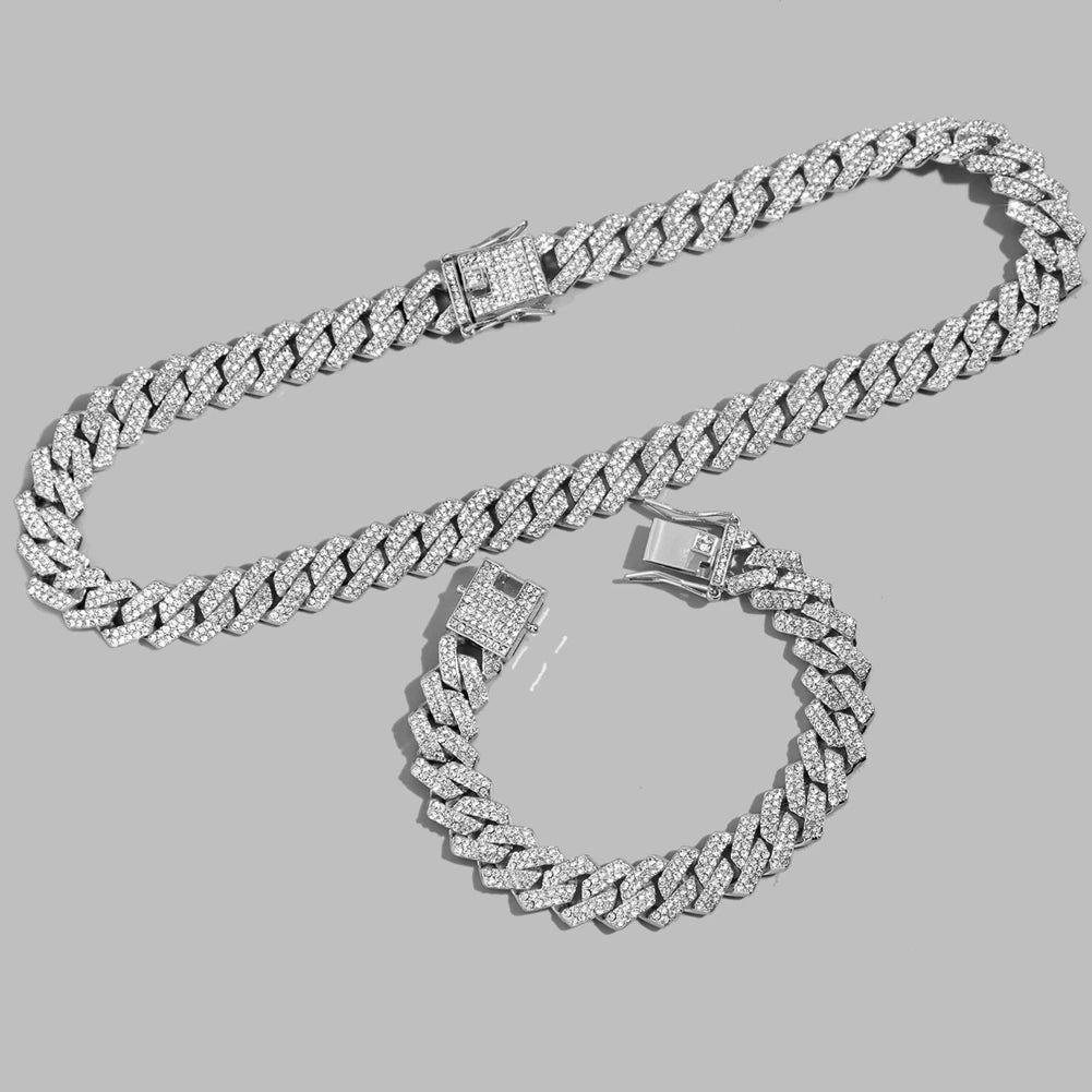 Hip Hop Iced Out Cuban Link Chain Necklace – Gold & Silver Men’s Gift