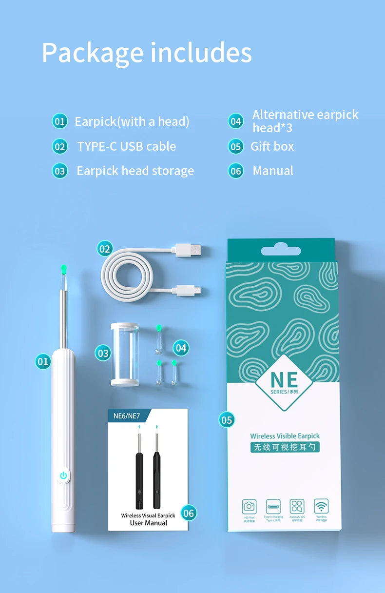 Smart Visual Ear Cleaner with Camera & LED Light for Ear Wax Removal