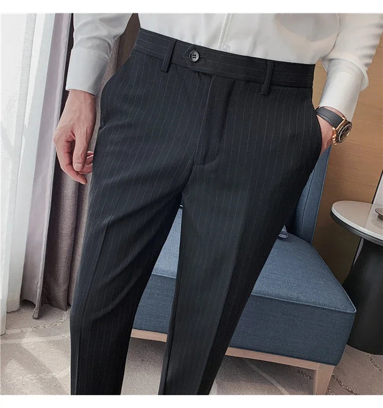Cartmela Men’s Black Striped Suit Pants