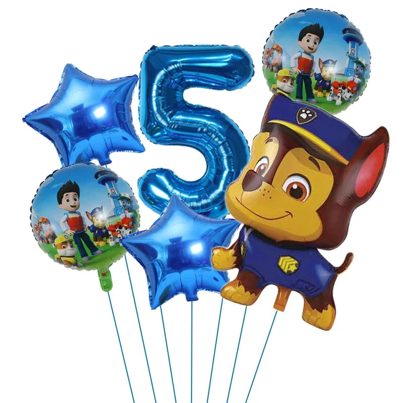 6pcs Paw Patrol Foil Balloons – Kids Birthday Party Decorations