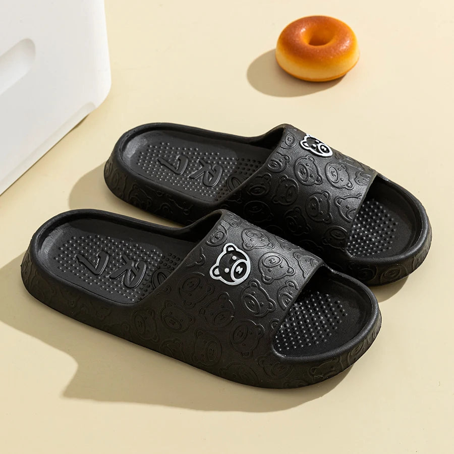 Summer Bear Print Slippers Non-Slip