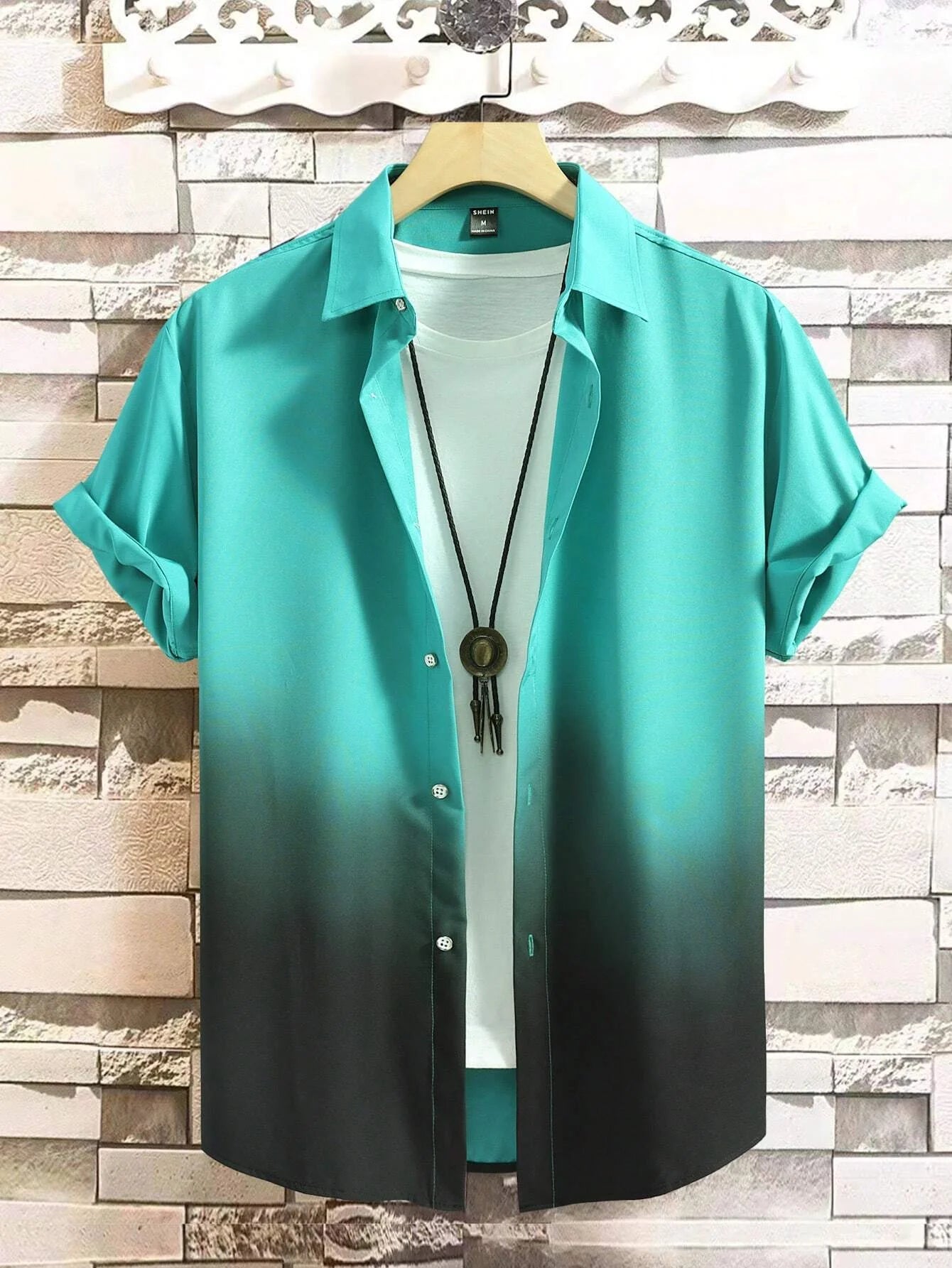 Men’s 3D Graphic Print Shirt – Gradient Short Sleeve Summer Top