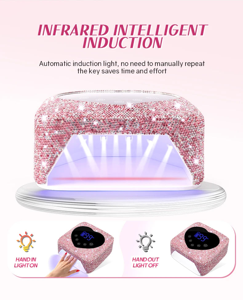 72W Cordless UV Nail Lamp – Rechargeable Dryer with 5 Timers