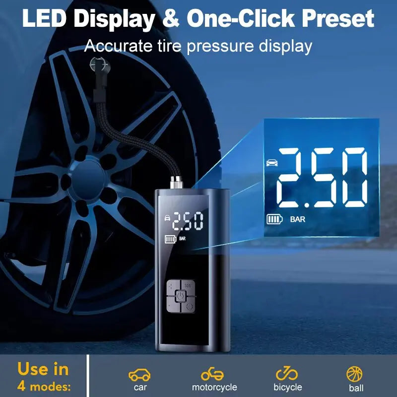 Portable Car Tire Inflator – Fast Air Compressor for Car, Bike & Ball
