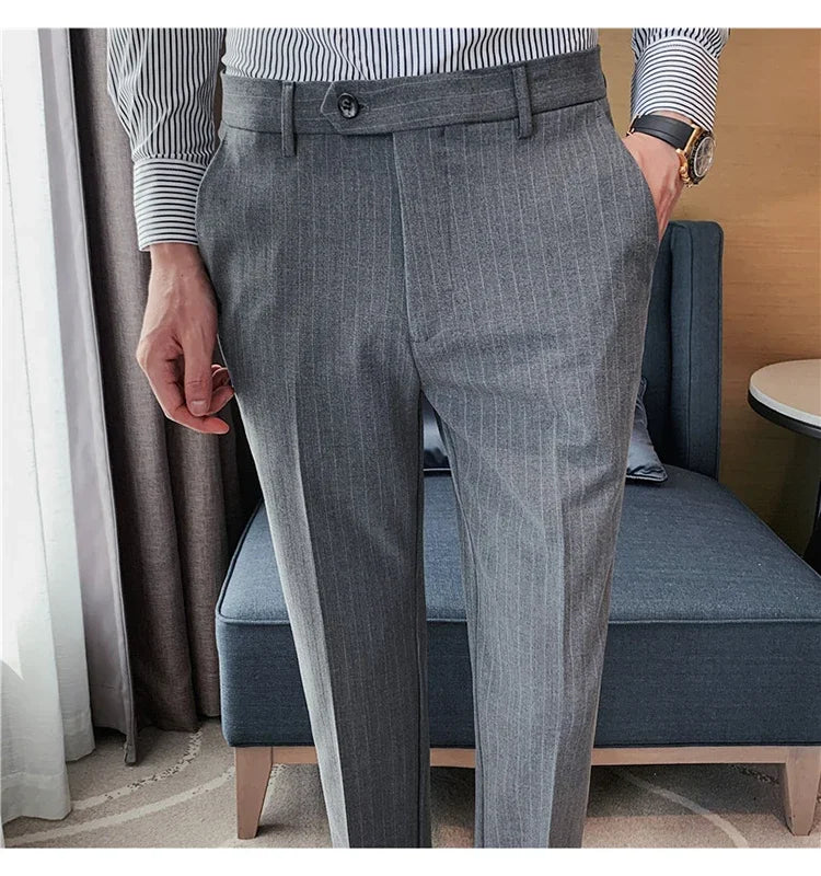 Cartmela Men’s Black Striped Suit Pants