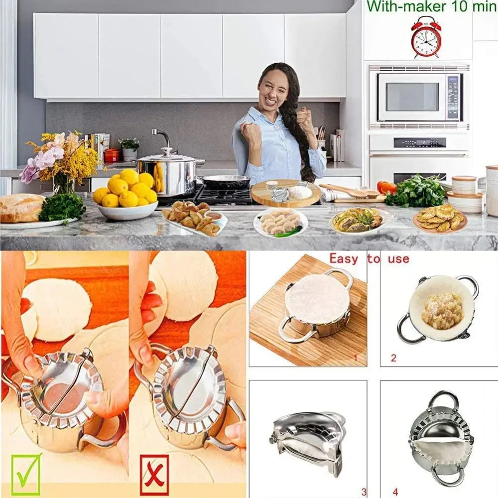 Stainless Steel Dumpling Maker Press for Ravioli, Pie, and Pastry
