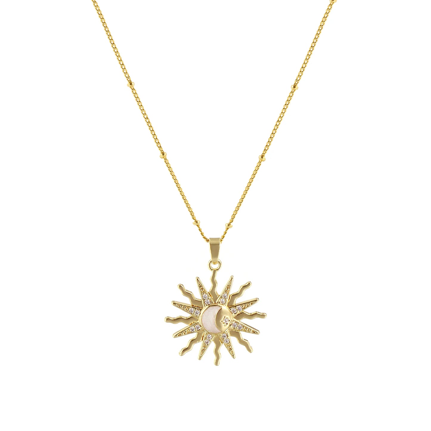 18K Gold Plated Galaxy Enamel Pendant Necklace – CZ Curb Chain