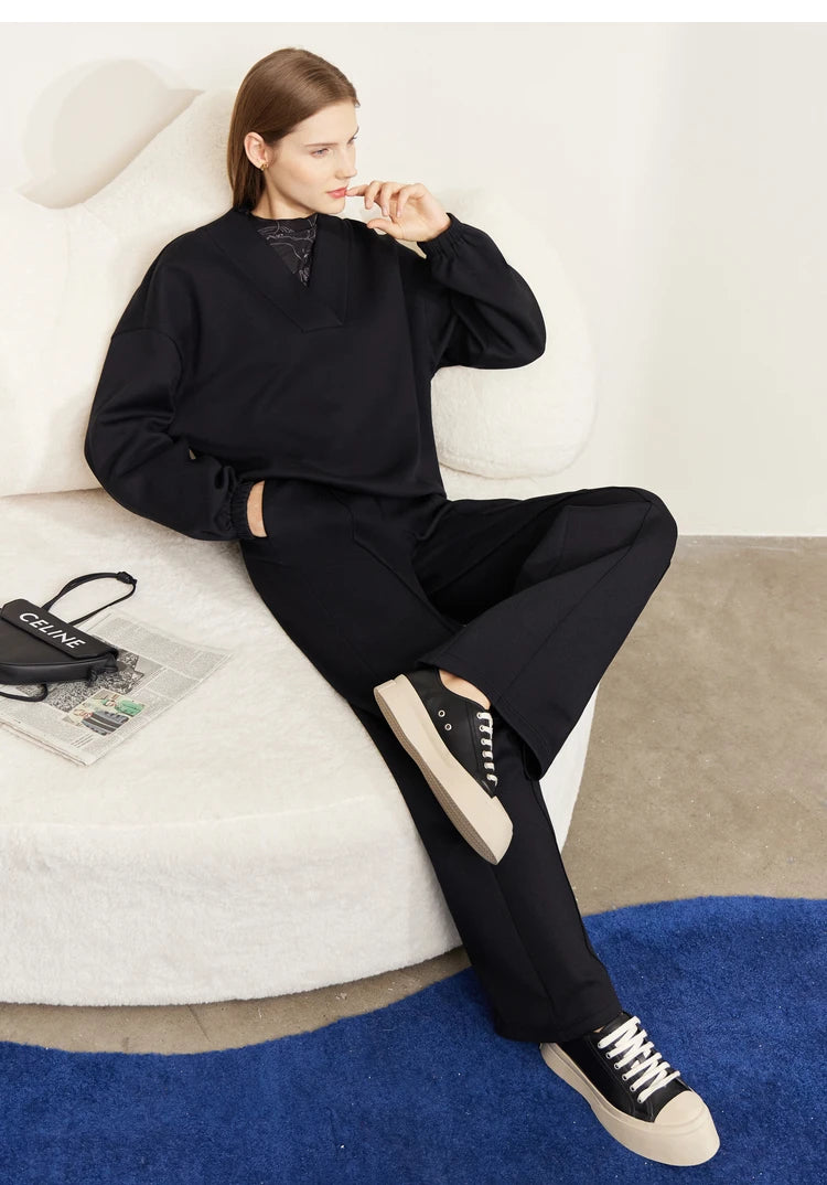 Women’s Loose Sweatshirt & Straight Leg Pants – Spring Casual Set