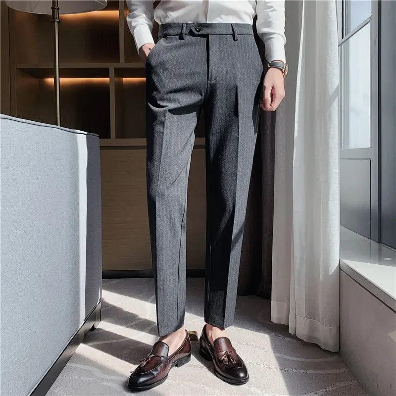Cartmela Men’s Black Striped Suit Pants