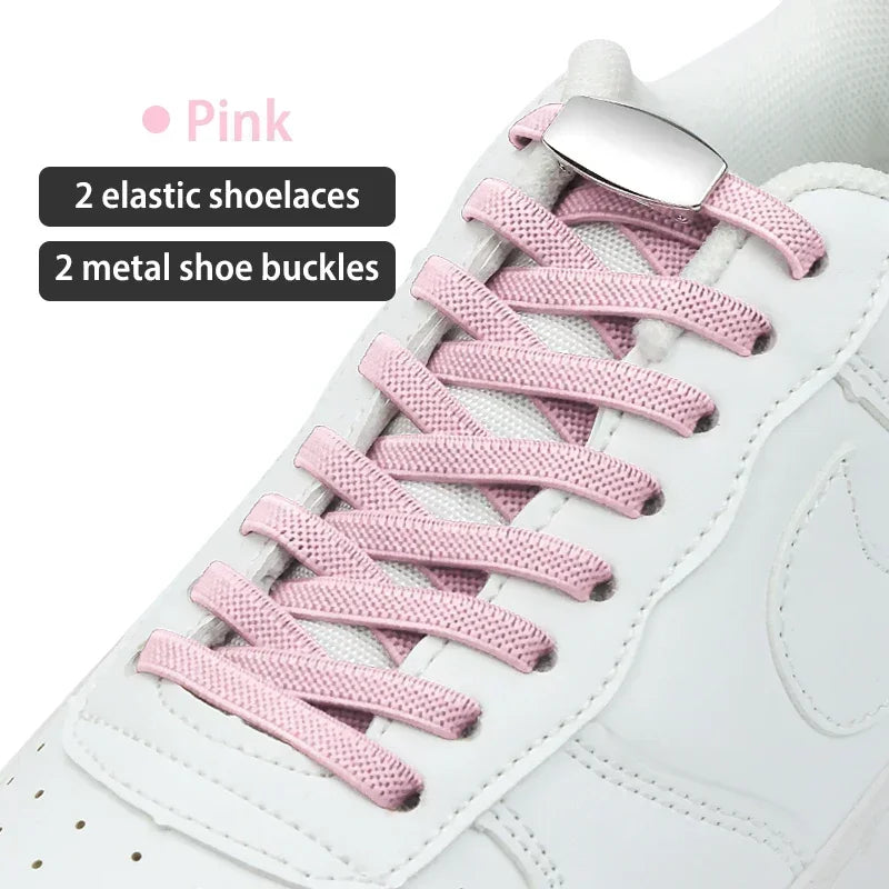 No-Tie Elastic Shoelaces with Metal Lock | Quick Fit for All Shoes