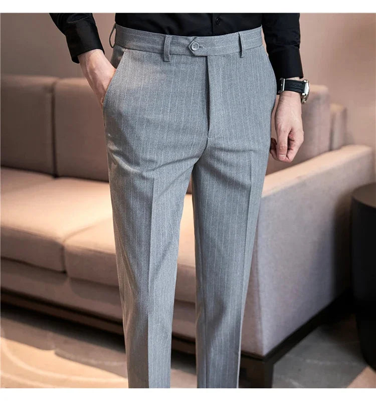 Cartmela Men’s Black Striped Suit Pants