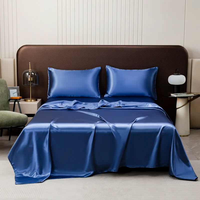 Silky Satin Bed Sheet Set – Cooling Summer Sheets with Pillowcase