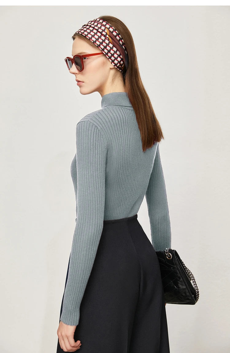 Women’s Slim Fit Striped Sweater – Autumn Office Basic Knitted Top