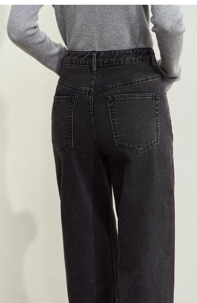 Women’s Retro Wide-Leg Jeans – Loose Straight Cotton Denim Pants
