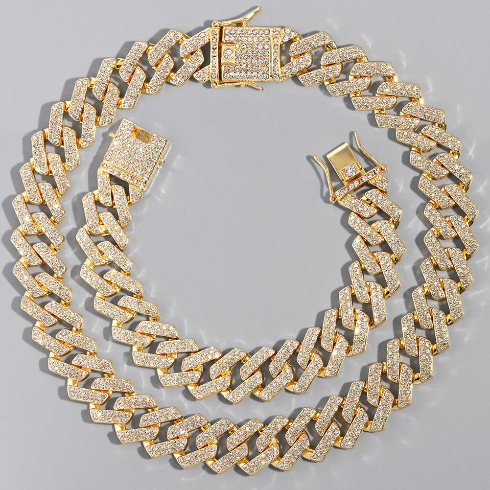 Hip Hop Iced Out Cuban Link Chain Necklace – Gold & Silver Men’s Gift