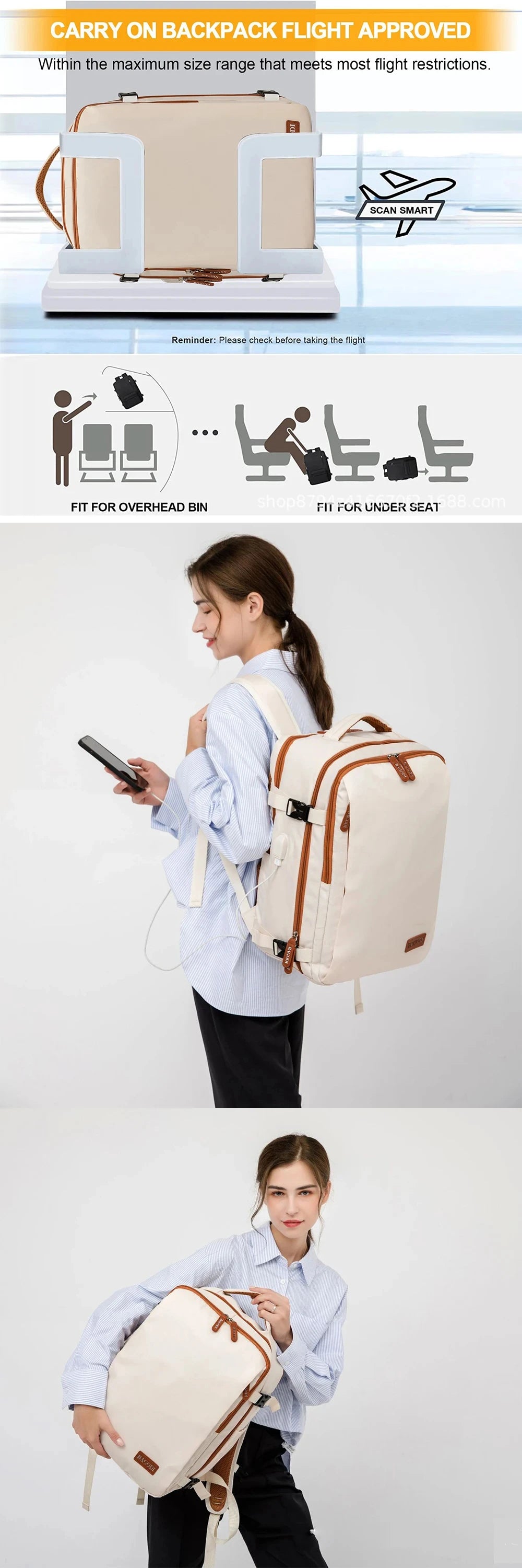 Buylor 45x20x30 EasyJet Cabin Backpack
