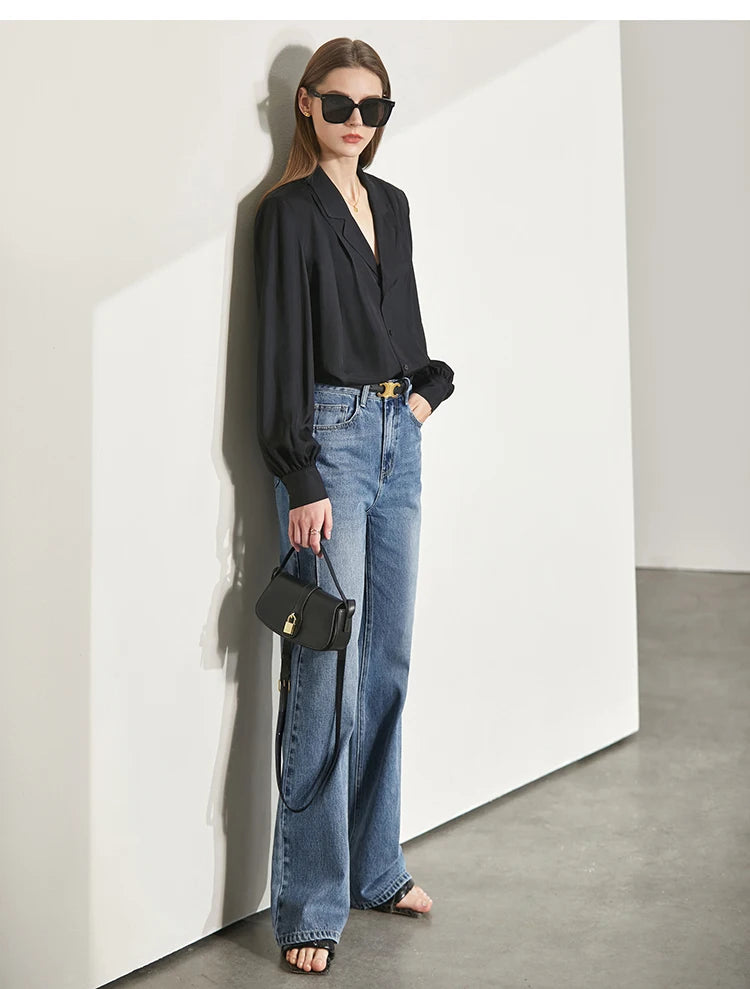 Women’s Vintage Loose Wide Leg Denim Jeans – Casual Spring Pants