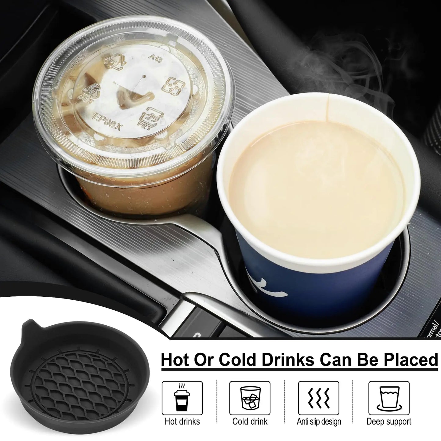 2/4pcs Silicone Car Cup Holder Coasters – Non-Slip & Universal Fit