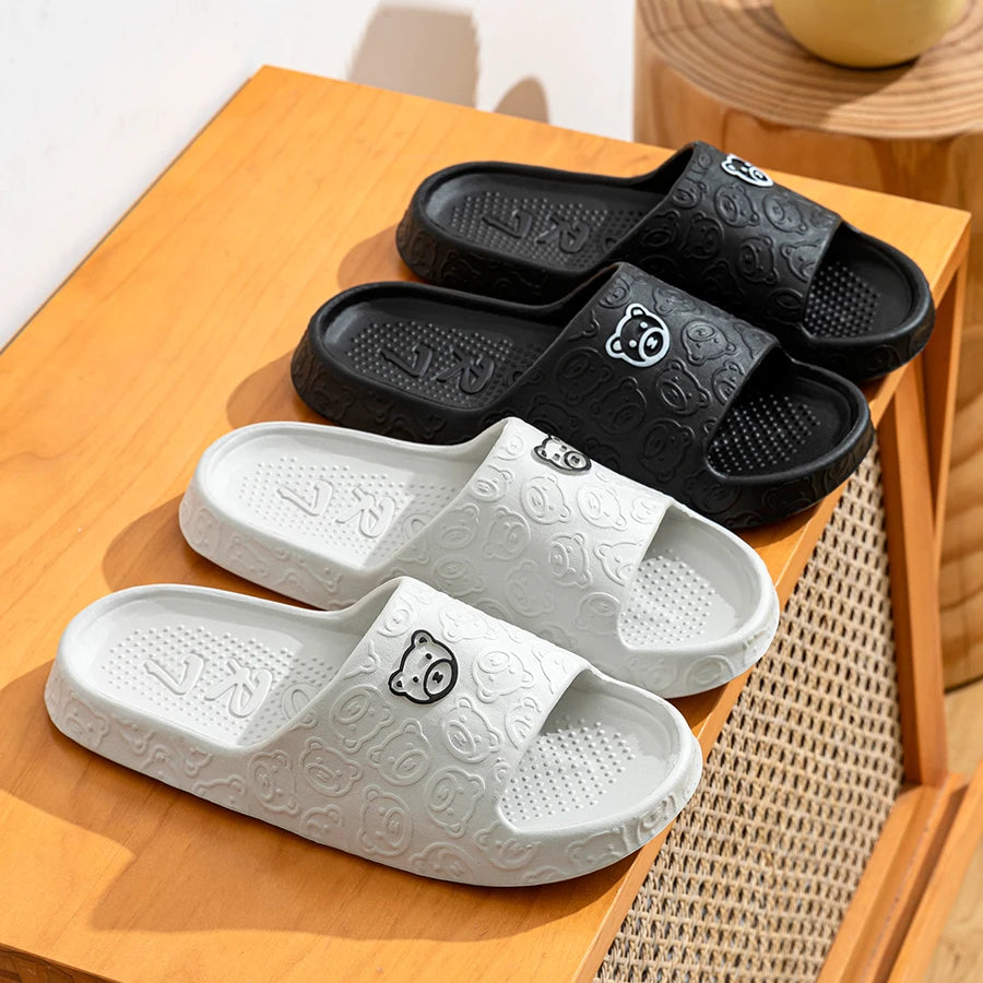 Summer Bear Print Slippers Non-Slip