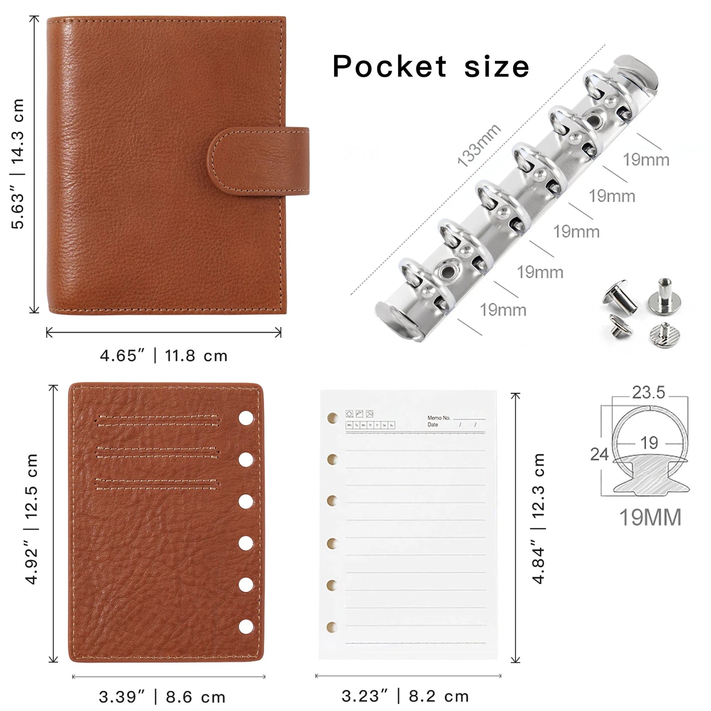 Pocket Size Rings Planner – Full Grain Vegetable Tanned Leather