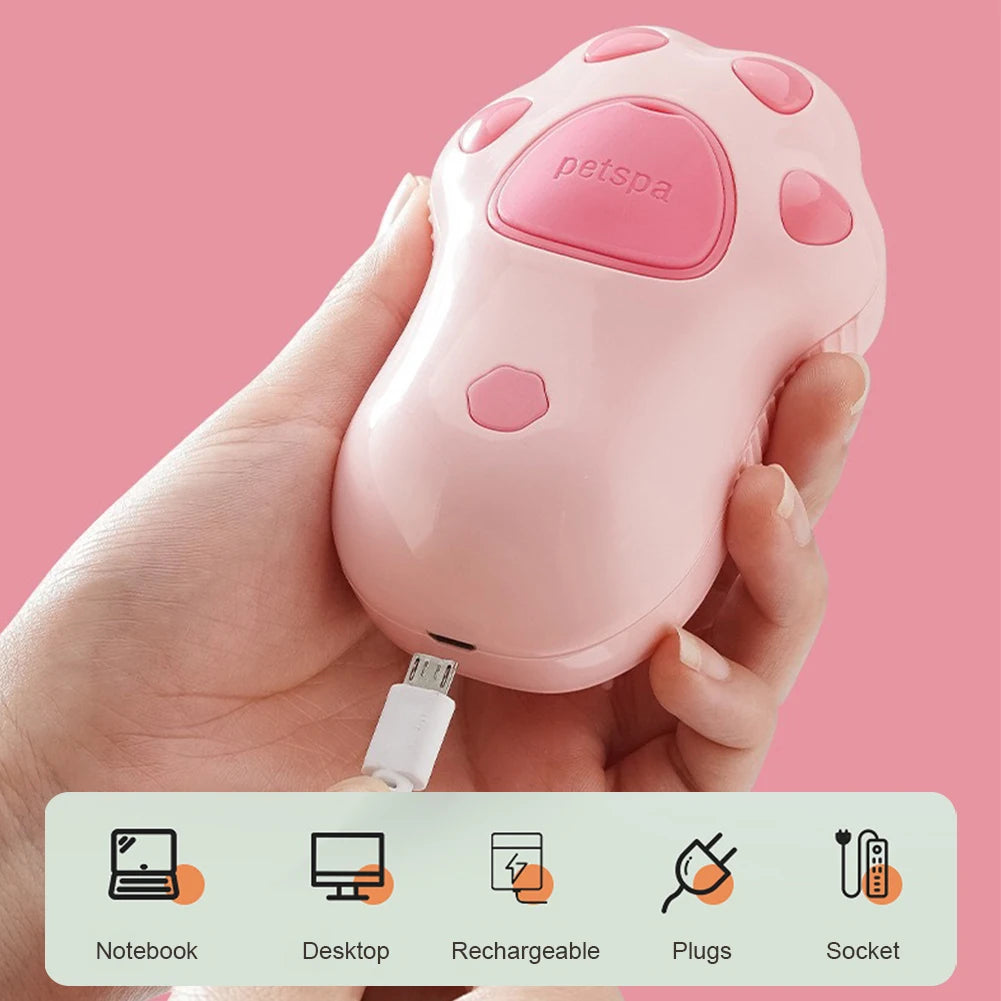 Pet Steam Brush with Massage & Water Spray – Grooming for Cats & Dogs
