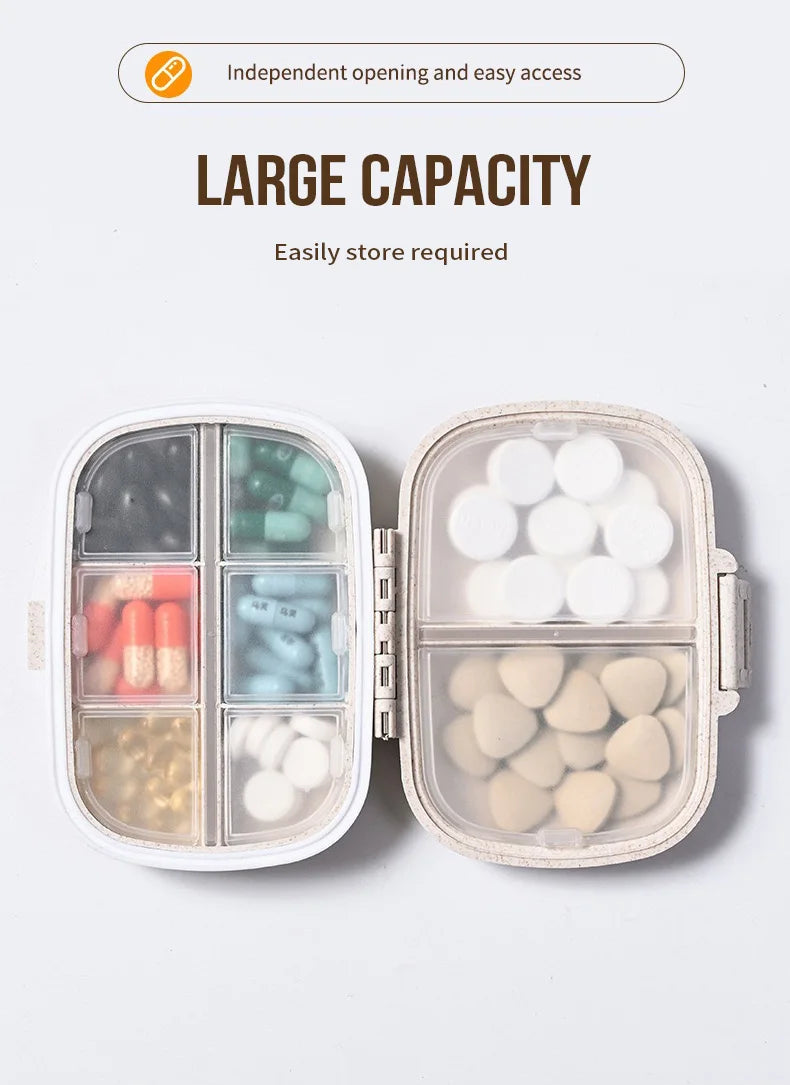 8-Grid Pill Organizer Box – Travel Medicine Storage with Seal Ring