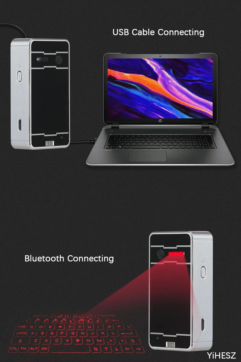 Portable Laser Bluetooth Keyboard with Mouse for Phone & Tablet