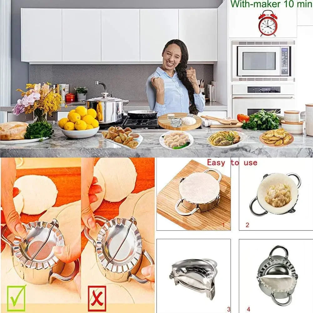 Stainless Steel Dumpling Maker Press for Ravioli, Pie, and Pastry