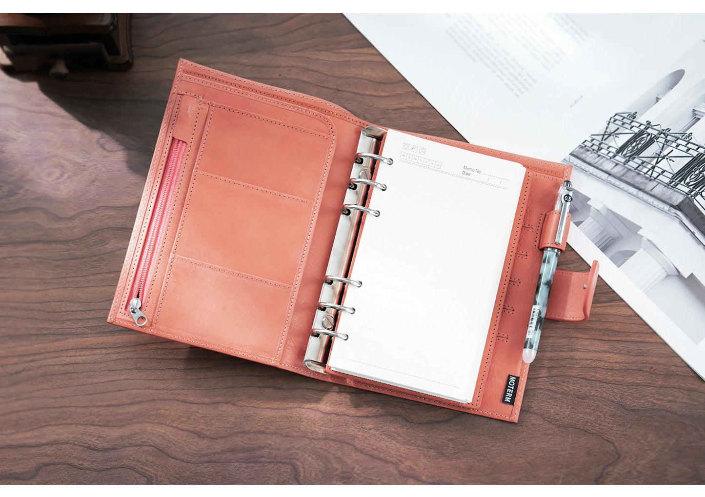 Full Grain Leather Planner with Rings – Personal Size Organizer