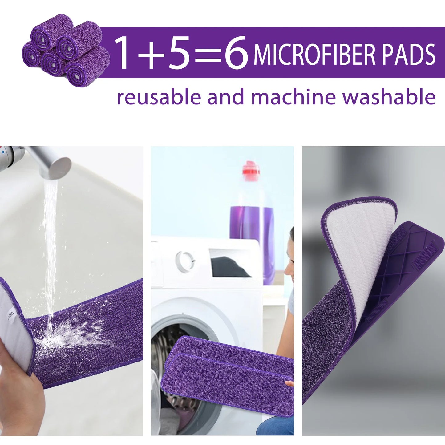 DARIS Spray Mop – 500ml Refillable Bottle, 3 Microfiber Pads