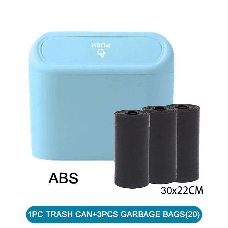 Leak-Proof Car Trash Can with Lid & 60 Garbage Bags – Mini Bin