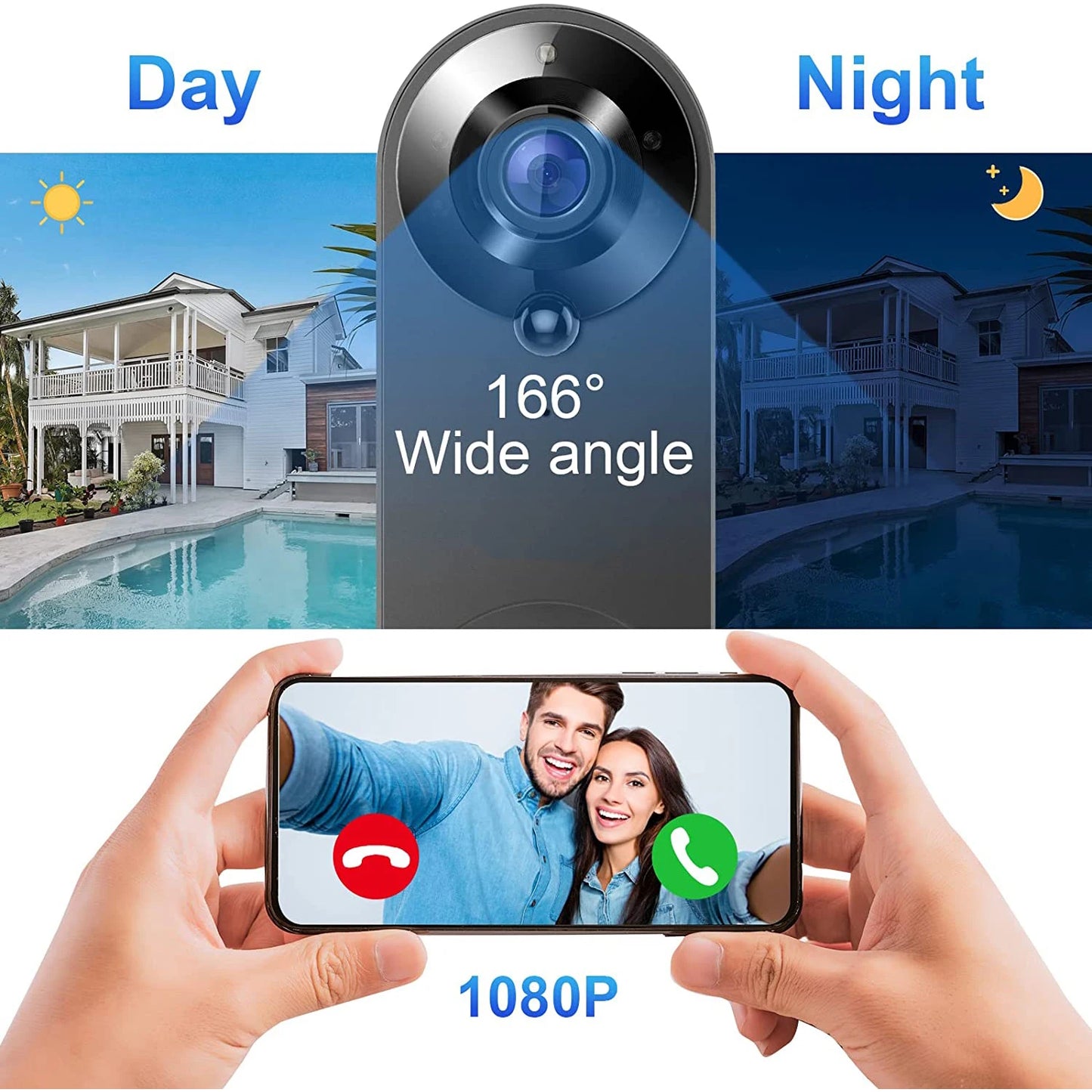 Cartmela 1080P WiFi Smart Video Doorbell | Wireless Home Security Camera